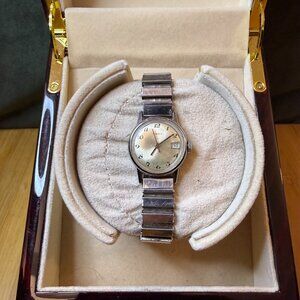 Vintage Timex Mechanical Date Silver Tone Stretch Watch, 25mm - Not Running